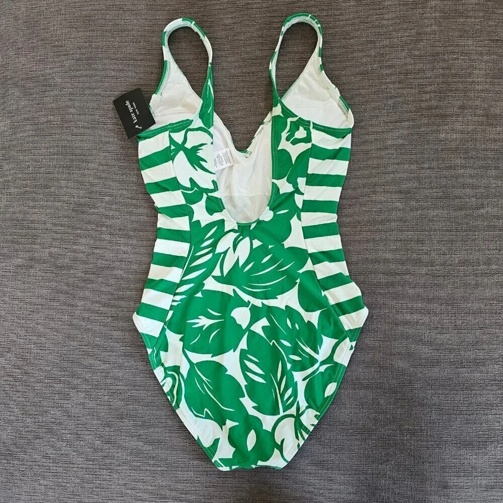 NWT Kate Spade New York Forest Glen Cabana Mix V-neck One-piece Swimsuit Size S